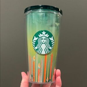 Starbucks Green and Yellow Tumbler with Candle Design
